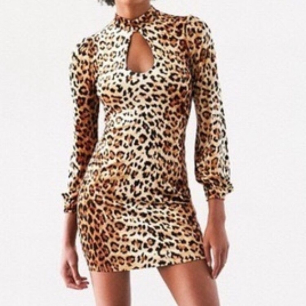 Velvet Keyhole Leopard Animal Print Mini Dress
